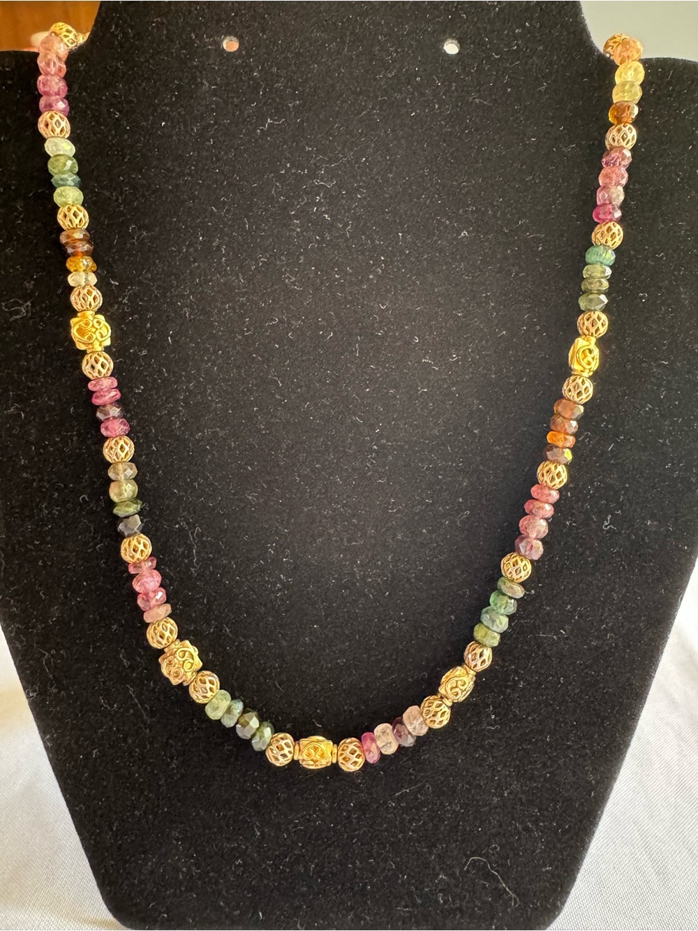 Artisan Mixed Gemstone Necklace - Jade, Garnet, Iolite & Quartz - 20”